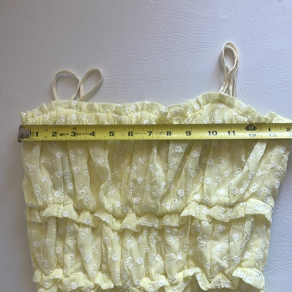 MAJORELLE Sylvan Yellow Floral Smocked Cropped Jumpsuit Size S - Picture 12 of 12